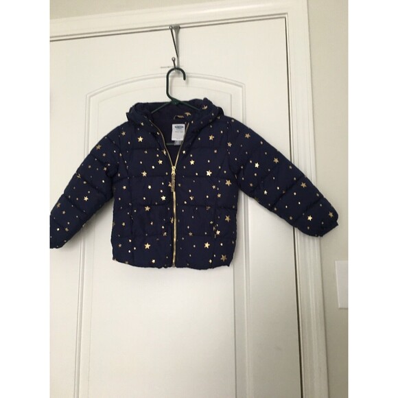 Old Navy Frost Free Girls Star Pattern Full Zip Puffer Coat Jacket Size XS - Picture 3 of 10